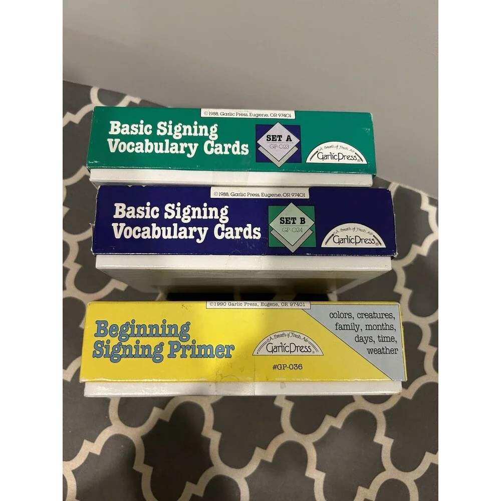 Lot Of 3 Boxes Sign Language Flash Cards Educational Learning Tool Model ASL